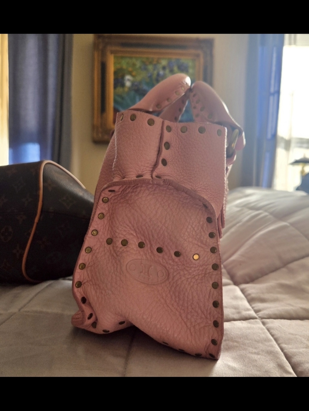 Celine Boogie Pink Leather With Gold Stud  Tote Handbag - Picture 6 of 16